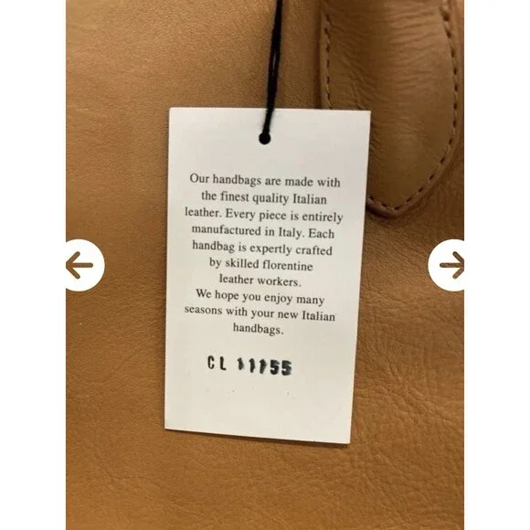 Claudia Firenze Genuine Italian Caramel Leather Tote Handbag Purse New - Picture 7 of 11